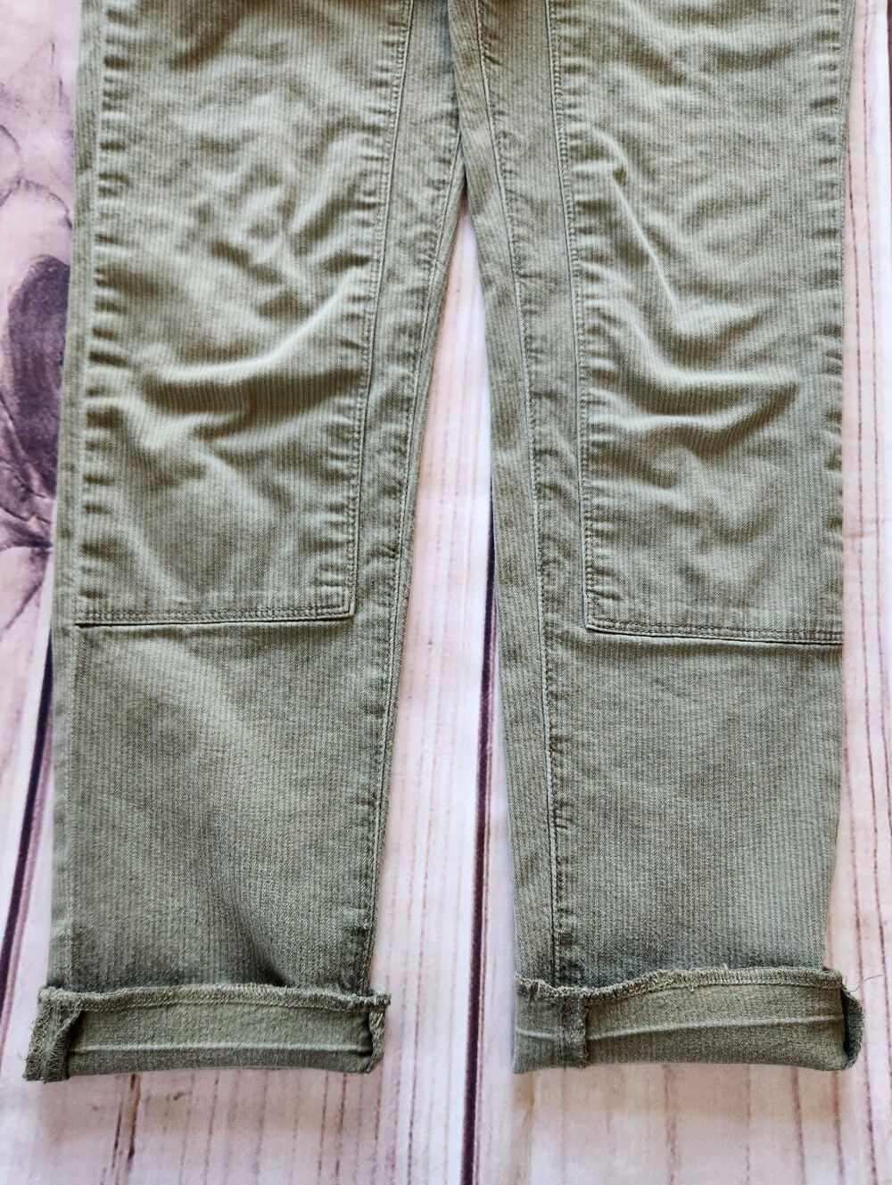 Adriano Goldschmied "The Avery Roll-up" Pinstripe Pant Green | Women's Size 29 - Picture 4 of 11